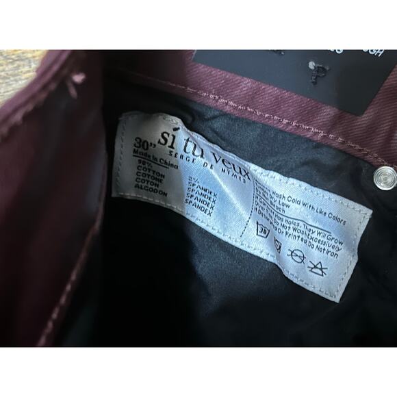 Si Tu Veux Gordon Jean’s Burgundy Wax Superstack  Size 30 - Picture 5 of 6